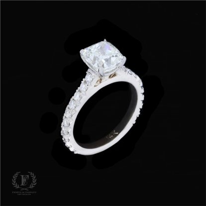 14K WHITE GOLD CUSHION DIAMOND ENGAGEMENT RING