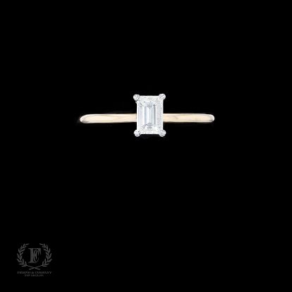 TWO TONE 14K GOLD HIDDEN HALO DIAMOND ENGAGEMENT RING