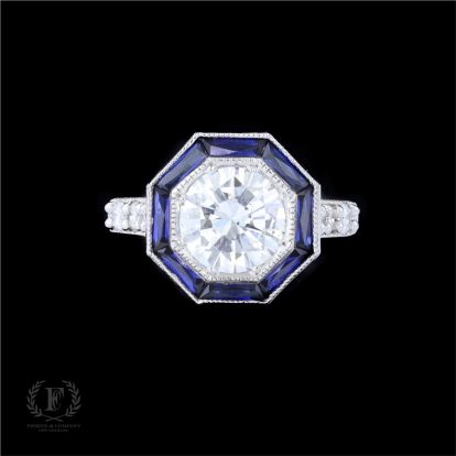 ANTIQUE PLATINUM SAPPHIRE DIAMOND ENGAGEMENT RING