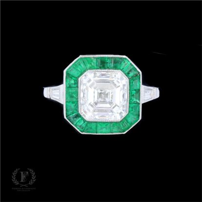 ANTIQUE EMERALD DIAMOND ENGAGEMENT RING