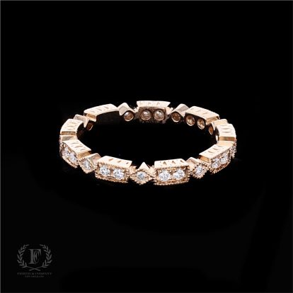 FINELY DETAILED ROSE GOLD DIAMOND BAND