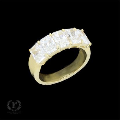 FIVE STONE EMERALD CUT DIAMOND HALF ETERNITY BAND