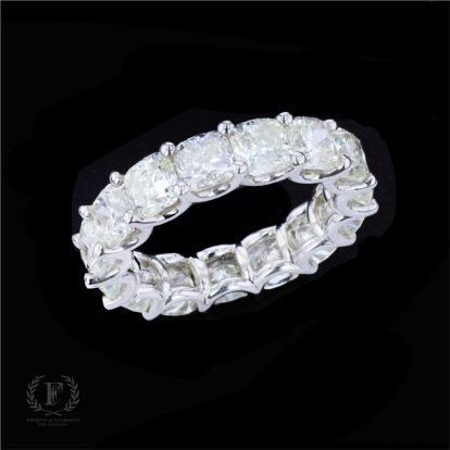 18K WHITE GOLD CUSHION MODIFIED BRILLIANT DIAMOND FULL ETERNITY BAND