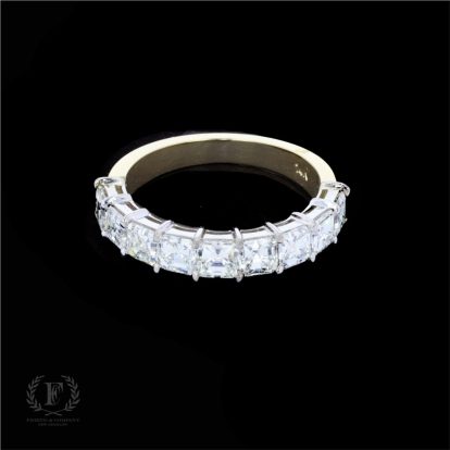 ASSCHER CUT 14K YELLOW GOLD HALF ETERNITY BAND