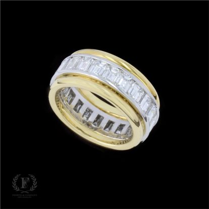 TWO TONE EMERALD CUT DIAMOND FULL ETERNITY BAND