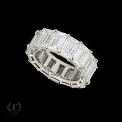 PLATINUM EMERLD CUT DIAMOND FULL ETERNITY BAND