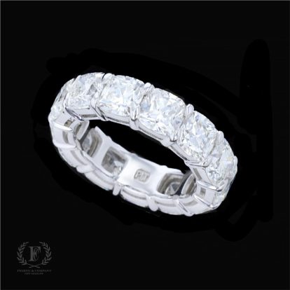 PLATINUM CUSHION CUT DIAMOND FULL ETERNITY BAND