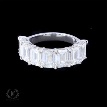 PLATINUM EMERALD CUT DIAMOND HALF ETERNITY RING