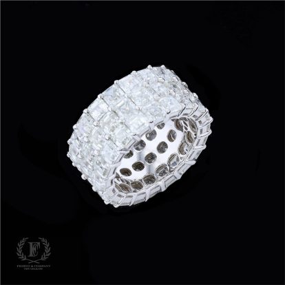 THREE ROW ASSCHER CUT DIAMOND RING