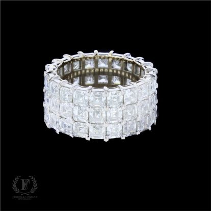 18K WHITE GOLD THREE ROW DIAMOND ETERNITY BAND