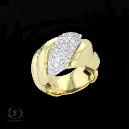 18K TWO-TONE GOLD CROISSANT DIAMOND ESTATE RING