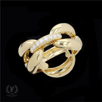 LUSCIOUS LINKS! 18K YELLOW GOLD DIAMOND RING