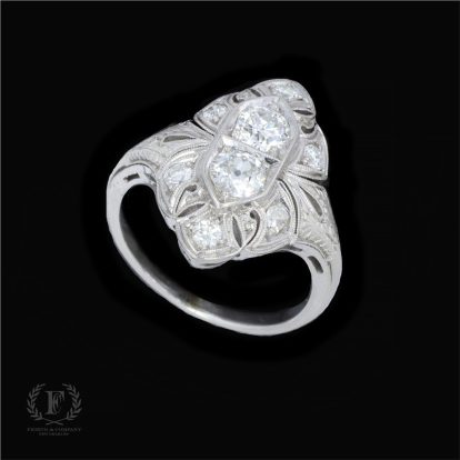 ART DECO PLATINUM OLD MINE CUT DIAMOND RING