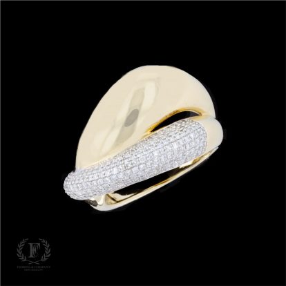 14K TWO TONE DIAMOND CONTEMPORARY RING