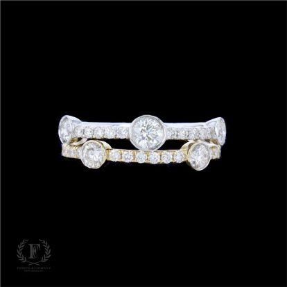 TWO TONE GOLD MULTI ROW DIAMOND RING