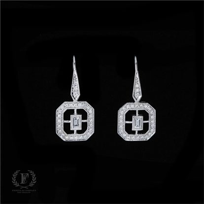 14K WHITE GOLD BAGUETTE DIAMOND EARRINGS