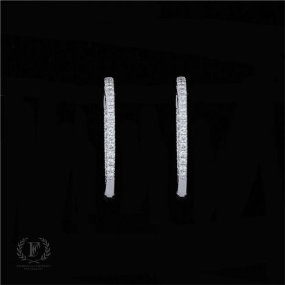 14K White Gold Diamond Hoop Earrings