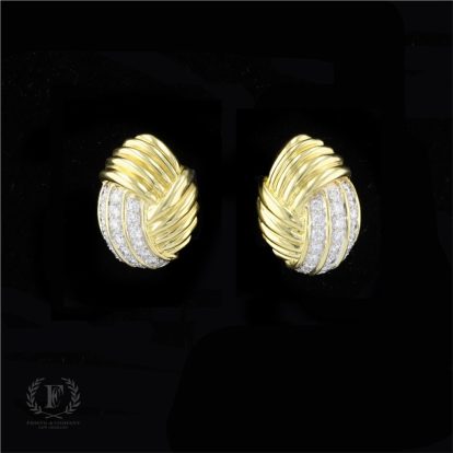 ESTATE ON THE EAR DIAMOND & GOLD EARRINGS