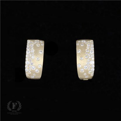MODERN SPARKLERS! 14K YELLOW GOLD SATIN FINISH HUGGIES