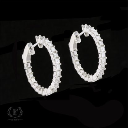 18K WHITE GOLD ASSCHER INSIDE OUT HOOPS