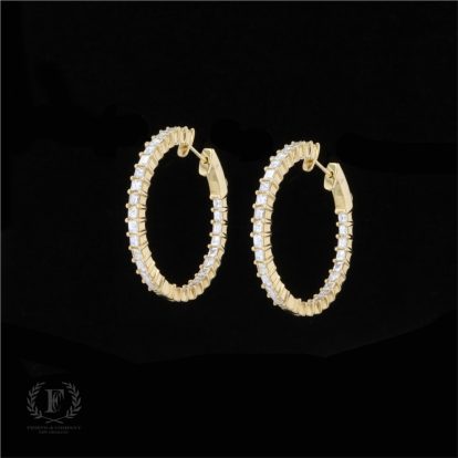 ASSCHER CUT DIAMOND HOOPS IN 18K YELLOW GOLD