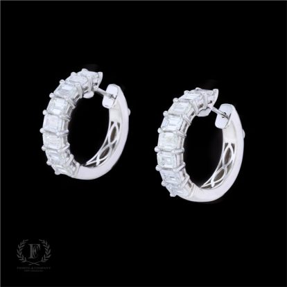 18K WHITE GOLD DIAMOND HOOP EARRING