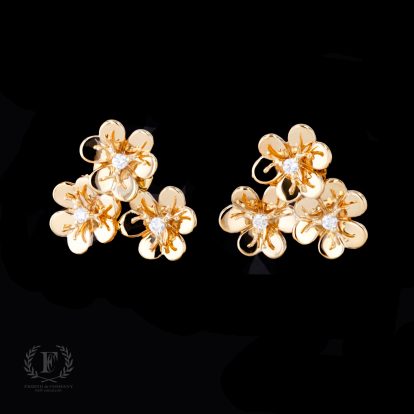 18K ROSE GOLD DIAMOND FLOWER EARRINGS