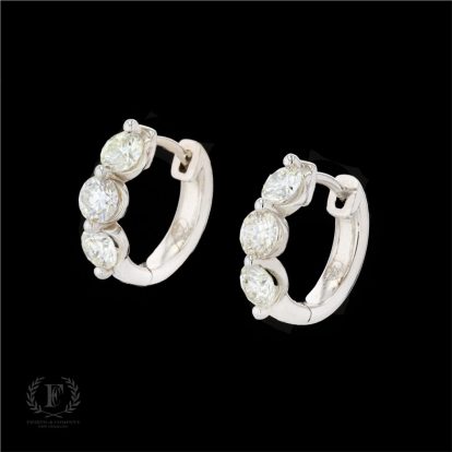 14K WHITE GOLD DIAMOND HOOP EARRINGS