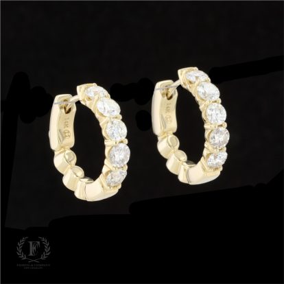 14K YELLOW GOLD DIAMOND HOOPS