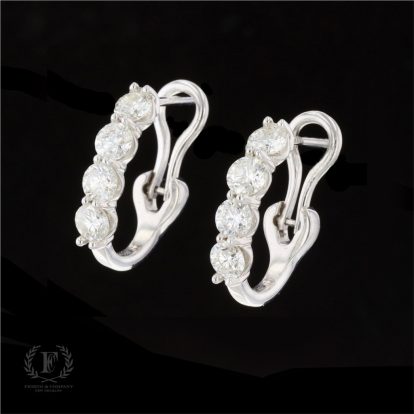14K WHITE GOLD DIAMOND HOOP EARRINGS