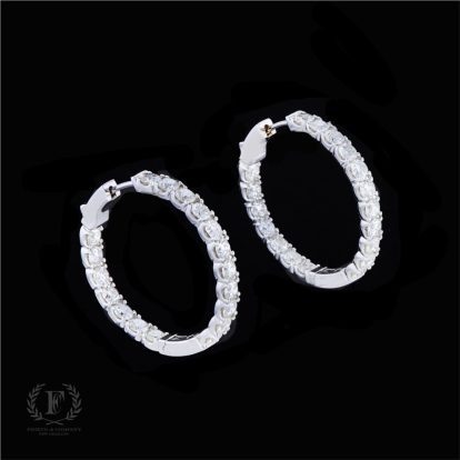 TWICE AS NICE 14K WHITE GOLD INSIDE OUT DIAMOND HOOPS