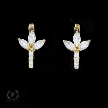 18K YELLOW GOLD DIAMOND HUGGIES