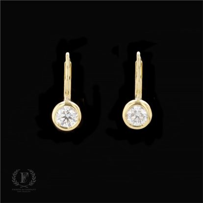 18K YELLOW GOLD BEZEL SET DIAMOND EARRINGS