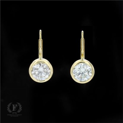 18K YELLOW GOLD BEZEL SET DIAMOND DROP EARRINGS