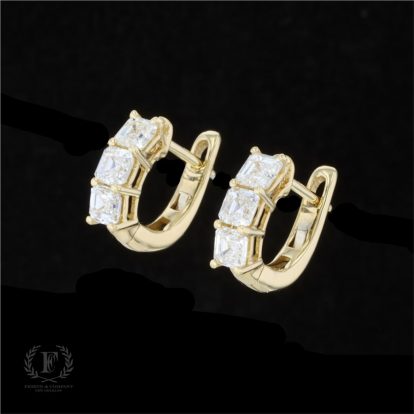 18K YELLOW GOLD ASSCHER DIAMOND HUGGIES