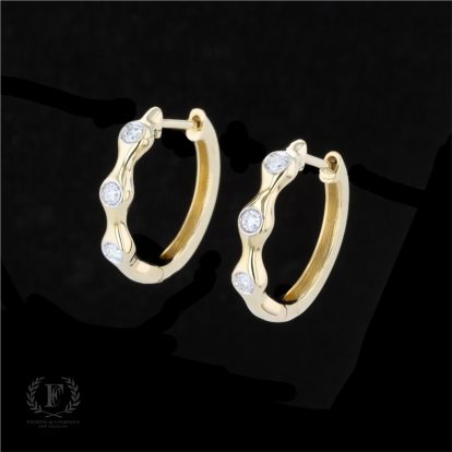14K YELLOW GOLD DIAMOND HOOPS