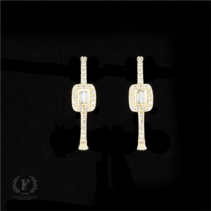 14K YELLOW GOLD DIAMOND HOOPS