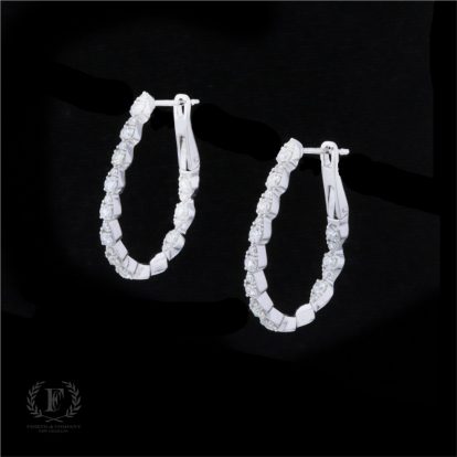READY TO SHINE 14K WHITE GOLD DIAMOND IN OUT HOOPS