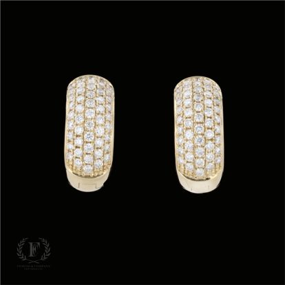 14K YELLOW GOLD PAVE DIAMOND HUGGIE EARRINGS