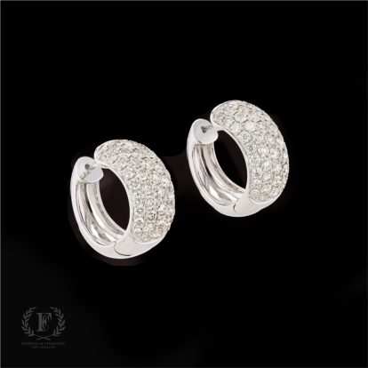 14K WHITE GOLD BRILLIANT DIAMOND HUGGIE EARRINGS
