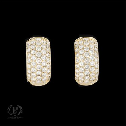 14K YELLOW GOLD DIAMOND HUGGIE EARRINGS