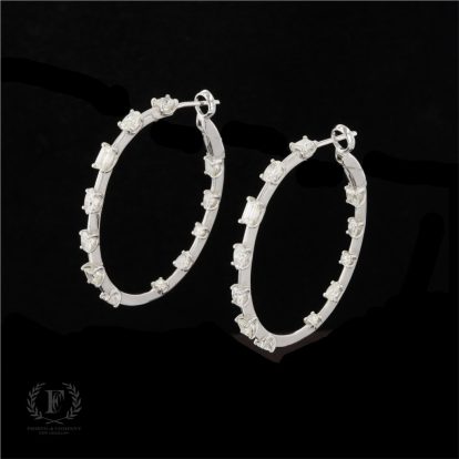 DIAMOND HOOP 18K WHITE GOLD INSIDE OUT EARRINGS