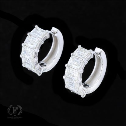 EMERALD CUT DIAMOND HOOP EARRINGS