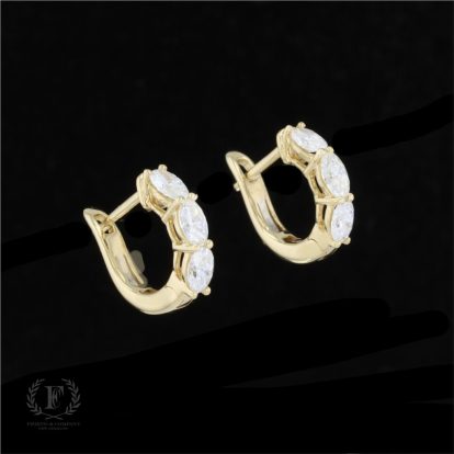18K YELLOW GOLD OVAL DIAMOND HUGGIES