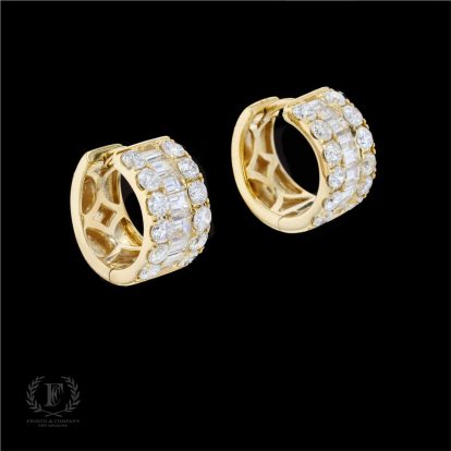 18K YELLOW GOLD DIAMOND HUGGIES