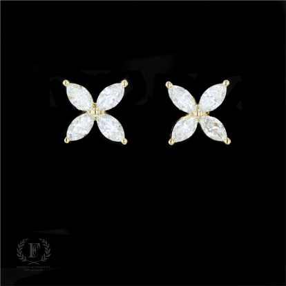 18K YELLOW GOLD MARQUISE DIAMOND EARRINGS