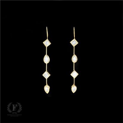 18K YELLOW GOLD BEZEL SET DIAMOND DROP EARRINGS