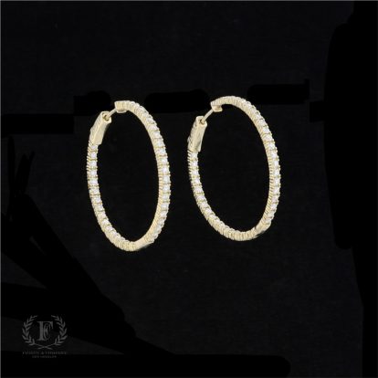 INSIDE OUT 14K YELLOW GOLD DIAMOND HOOP EARRINGS