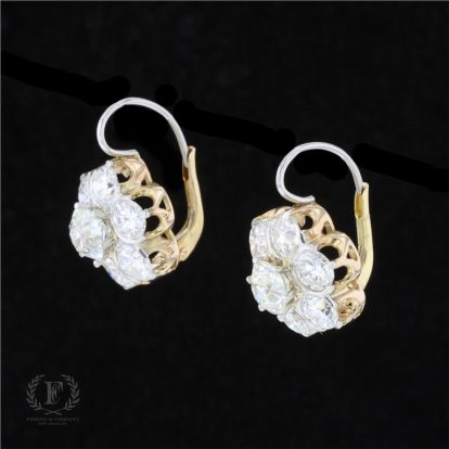 ANTIQUE OLD MINE DIAMOND CLUSTER EARRRINGS