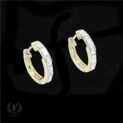 GORGEOUS 14K YELLOW GOLD DIAMOND HOOPS